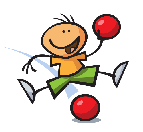 Clipart mit Völkerball spielendem Strichmännchen